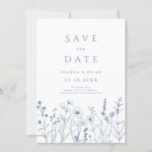 Eenvoudige minimalistische Periwinkle Wildflower b Save The Date