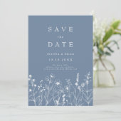 Eenvoudige minimalistische Periwinkle Wildflower b Save The Date (Staand voorkant)