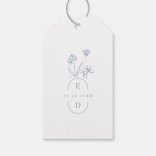 Eenvoudige minimalistische Periwinkle Wildflower D Cadeaulabel (Achterkant)