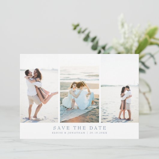 Eenvoudige minimalistische Periwinkle Wildflower f Save The Date (Staand voorkant)