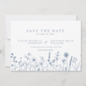 Eenvoudige minimalistische Periwinkle Wildflower f Save The Date (Achterkant)