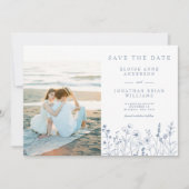 Eenvoudige minimalistische Periwinkle Wildflower F Save The Date (Voorkant)