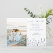 Eenvoudige minimalistische Periwinkle Wildflower F Save The Date (Staand voorkant)