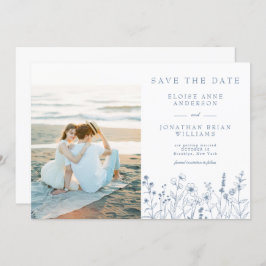 Eenvoudige minimalistische Periwinkle Wildflower F Save The Date