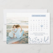 Eenvoudige minimalistische Periwinkle Wildflower f Save The Date (Voorkant)