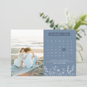 Eenvoudige minimalistische Periwinkle Wildflower f Save The Date
