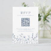 Eenvoudige minimalistische Periwinkle Wildflower Q RSVP Kaartje (Staand voorkant)