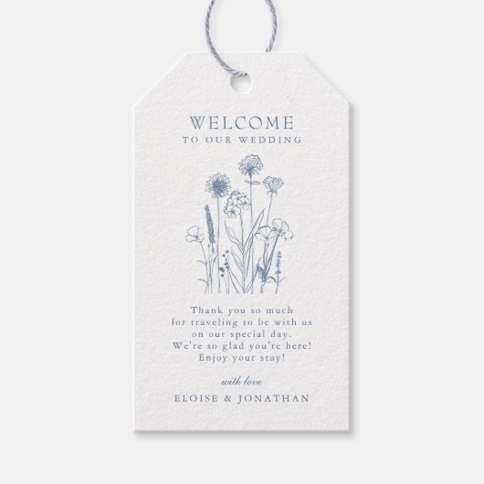 Eenvoudige minimalistische Periwinkle Wildflower W Cadeaulabel (Voorkant)
