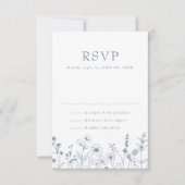 Eenvoudige minimalistische Periwinkle Wildflower W RSVP Kaartje (Voorkant)