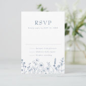 Eenvoudige minimalistische Periwinkle Wildflower W RSVP Kaartje (Staand voorkant)