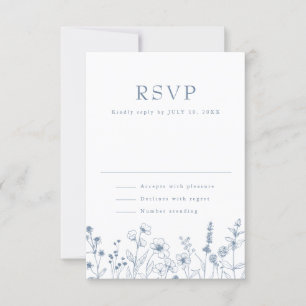 Eenvoudige minimalistische Periwinkle Wildflower W RSVP Kaartje