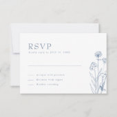 Eenvoudige minimalistische Periwinkle Wildflower W RSVP Kaartje (Voorkant)