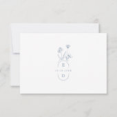 Eenvoudige minimalistische Periwinkle Wildflower W RSVP Kaartje (Achterkant)