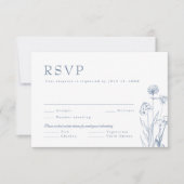 Eenvoudige minimalistische Periwinkle Wildflower W RSVP Kaartje (Voorkant)