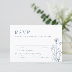Eenvoudige minimalistische Periwinkle Wildflower W RSVP Kaartje