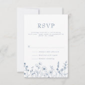 Eenvoudige minimalistische Periwinkle Wildflower W RSVP Kaartje (Voorkant)
