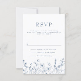 Eenvoudige minimalistische Periwinkle Wildflower W RSVP Kaartje