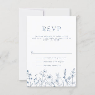Eenvoudige minimalistische Periwinkle Wildflower W RSVP Kaartje