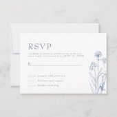 Eenvoudige minimalistische Periwinkle Wildflower W RSVP Kaartje (Voorkant)