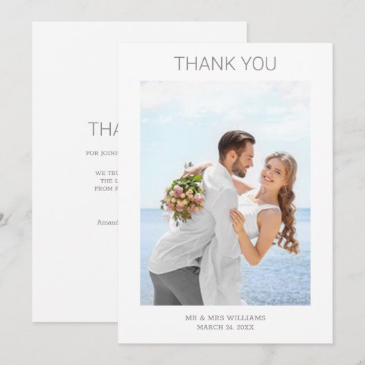 Eenvoudige minimalistische persoonlijke foto's met bedankkaart (Voorkant / Achterkant)