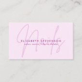 Eenvoudige minimalistische Pink Script Nail Artist Visitekaartje (Voorkant)