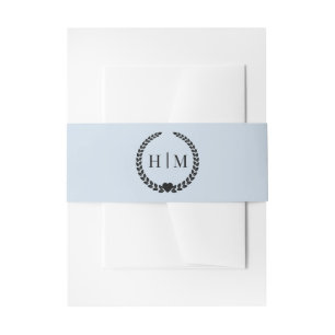 Eenvoudige Minimalistische Poederblauwe Monogram Uitnodigingen Wikkel