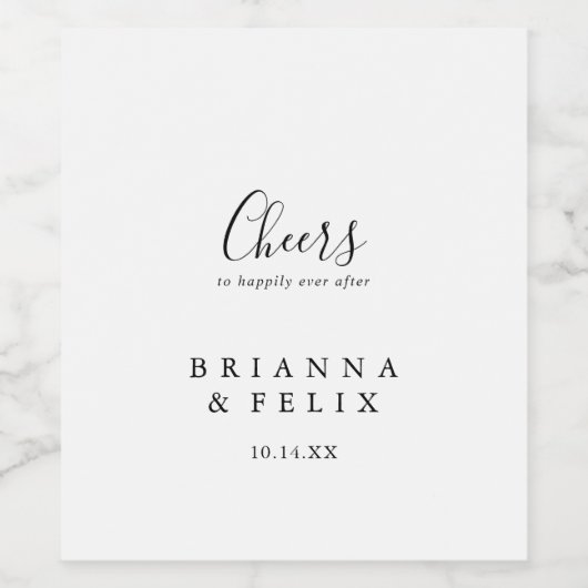 Eenvoudige minimalistische proost bruiloft wijn et wijn etiket (Enkel label)