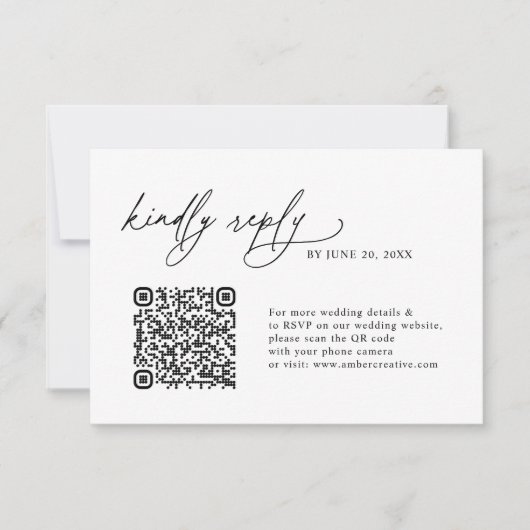 Eenvoudige minimalistische QR-code bruiloft RSVP K (Voorkant)