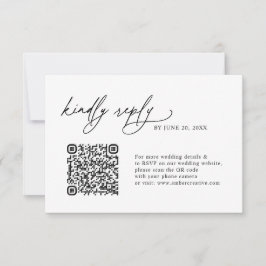 Eenvoudige Minimalistische QR-code Huwelijks RSVP Kaartje
