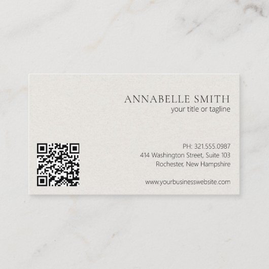 Eenvoudige minimalistische QR-code Modern Beige El Visitekaartje (Achterkant)