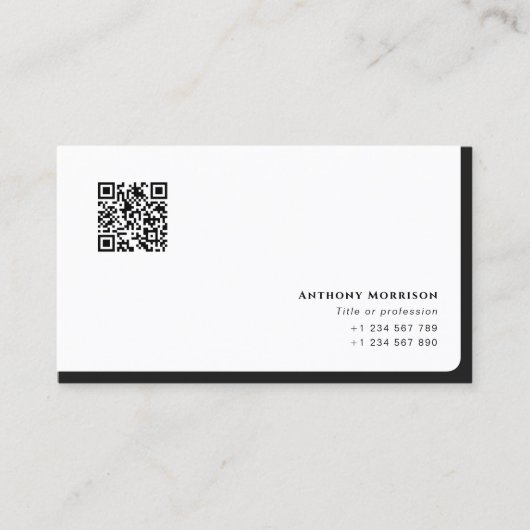 Eenvoudige minimalistische QR-code professioneel p Visitekaartje (Voorkant)