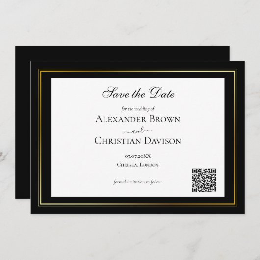 Eenvoudige minimalistische QR-code voor bruiloft Kaart (Voorkant / Achterkant)