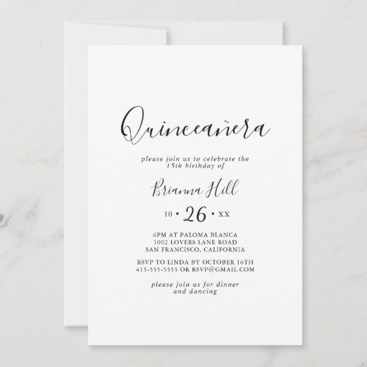 Eenvoudige minimalistische quinceañera kaart (Voorkant)