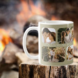 Eenvoudige minimalistische randfotoparen Namen Koffiemok<br><div class="desc">Dit ontwerp is ideaal voor Valentijnsdag, bruiloften, verlovingen of gewoon alledaagse gevieringen van liefde met je andere, het bevat vier foto's op de rand aan elke kant (twee kleine vierkantjes en twee rechthoeken) en de namen van het paar in het midden van de vier foto's die aan beide zijden worden...</div>