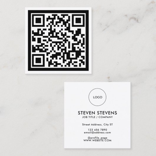 Eenvoudige minimalistische reuzenQR-code Vierkante Visitekaartje (Voorkant / Achterkant)