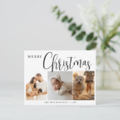 Eenvoudige minimalistische rode 3 foto collage ker feestdagenkaart (Staand voorkant)