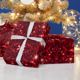 Eenvoudige Minimalistische Rode Glitter Valentijns Cadeaupapier