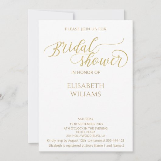 Eenvoudige, minimalistische, romantische goudfolie kaart (Voorkant)