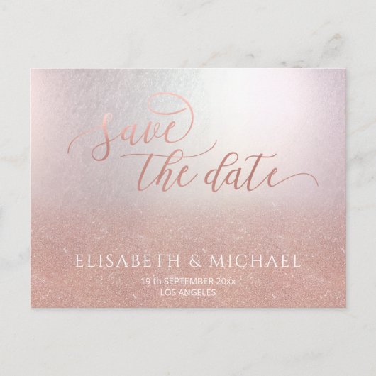 Eenvoudige minimalistische romantische roos gouden aankondigingskaart (Voorkant)