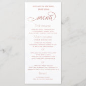 Eenvoudige minimalistische romantische roze gouden menu (Voorkant)