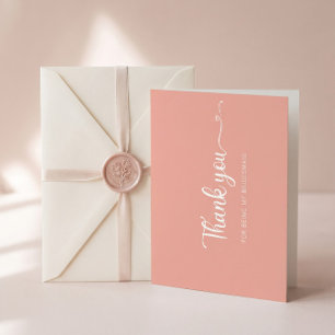 Eenvoudige Minimalistische Roze Bruidsmeisje Dankk Bedankkaart