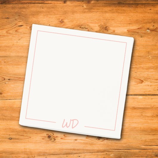 Eenvoudige minimalistische roze monogram initialen post-it® notes