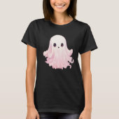 Eenvoudige minimalistische roze spook zwart Hallow T-shirt (Voorkant)