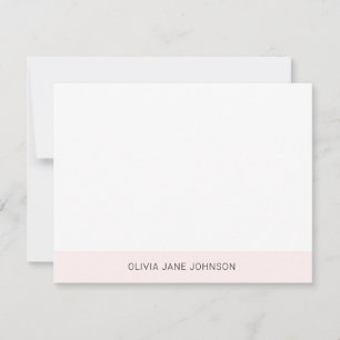 Eenvoudige Minimalistische Roze Witte Platte Notit Notitiekaartje