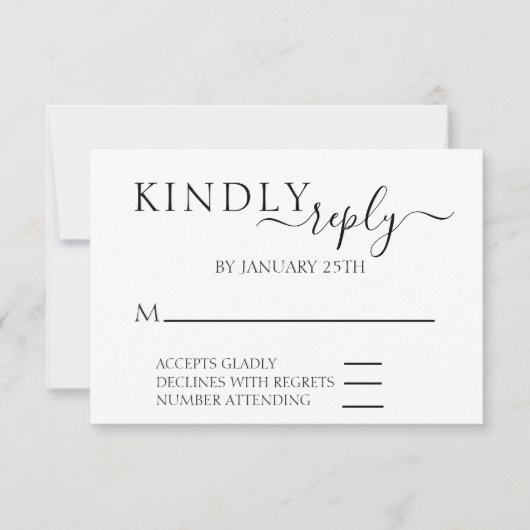 Eenvoudige minimalistische RSVP-bruiloft RSVP Kaartje (Voorkant)