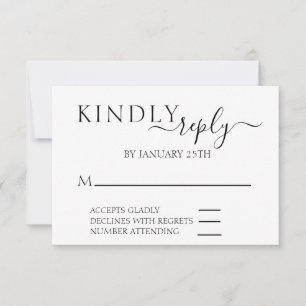 Eenvoudige minimalistische RSVP-bruiloft RSVP Kaartje