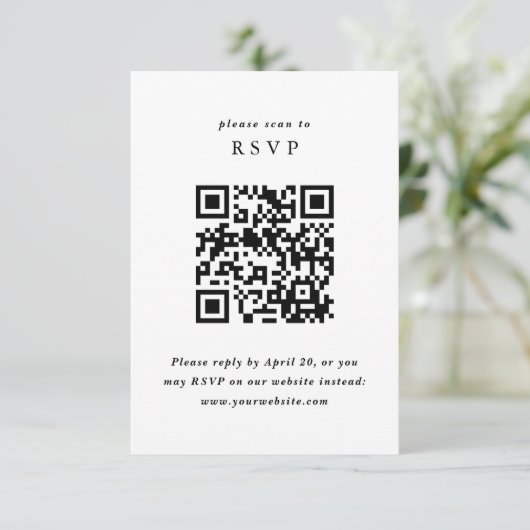 Eenvoudige minimalistische RSVP met Kaart voor QR- (Staand voorkant)