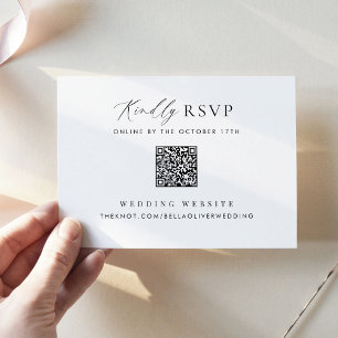 Eenvoudige minimalistische RSVP met QR Code Kaart Notitiekaartje