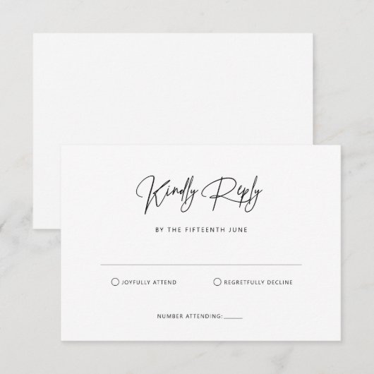 Eenvoudige minimalistische RSVP Reply Kaart (Voorkant / Achterkant)