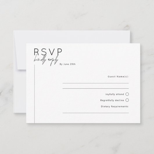 Eenvoudige minimalistische RSVP Reply Kaart (Voorkant)